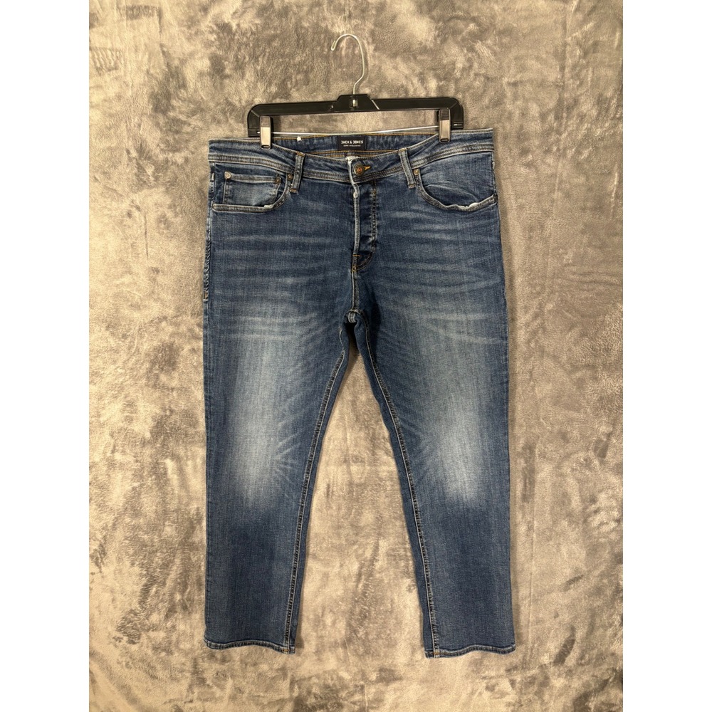 Jack & Jones Jeans Intelligence Mens Medium Wash Denim Blue Jeans 37x29.5